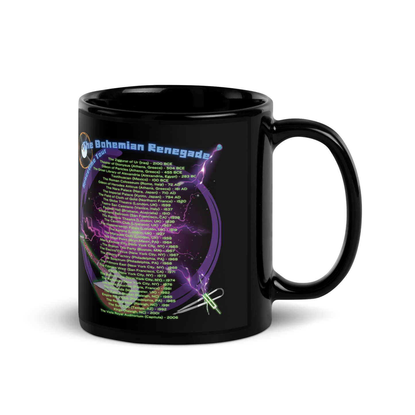 'Bohemian Renegade: Spacetime Tour' - Black Glossy Mug